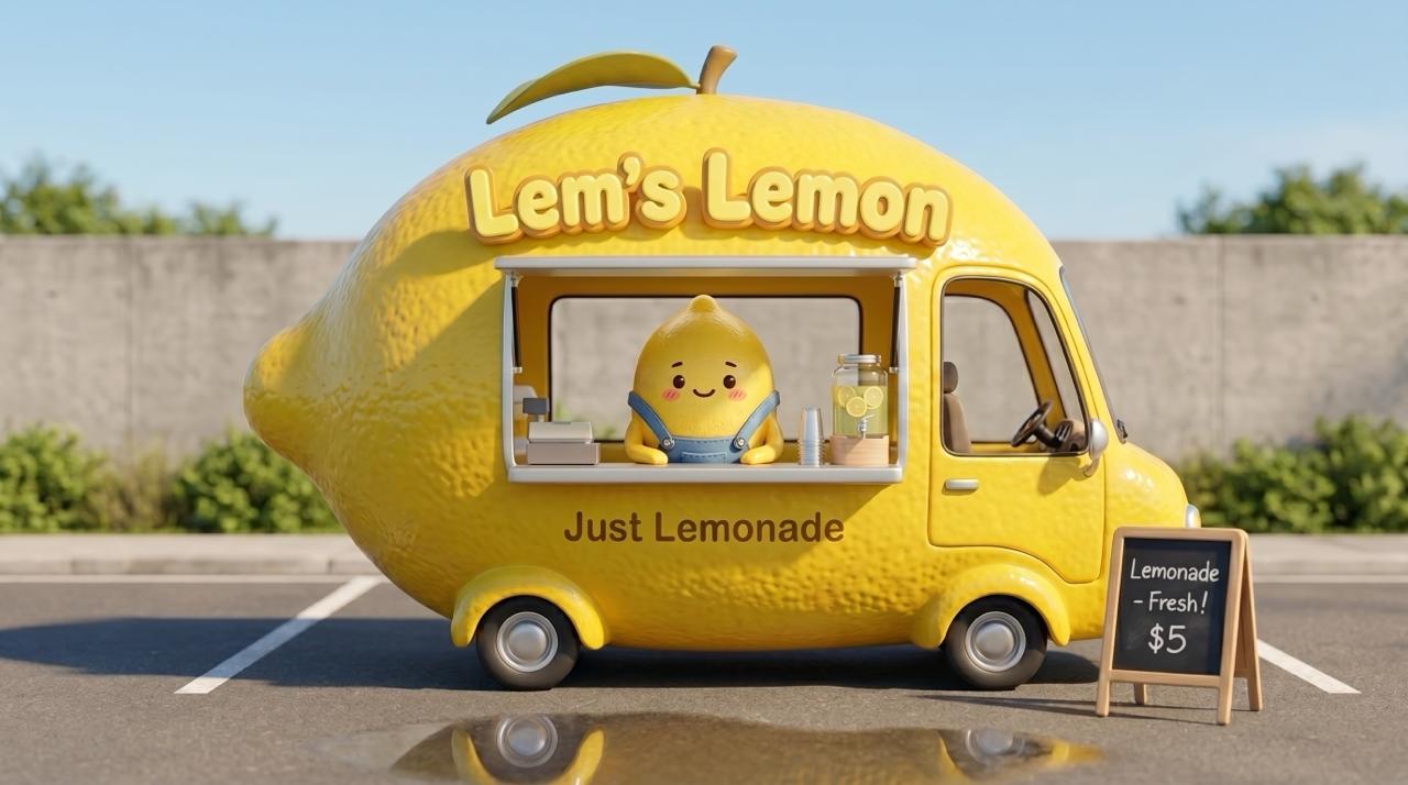 Lem inside the Lemon Truck